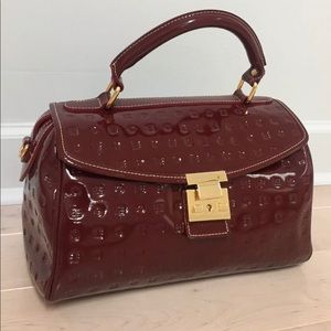 Arcadia Handbag, Genuine Patent Leather - Burgundy